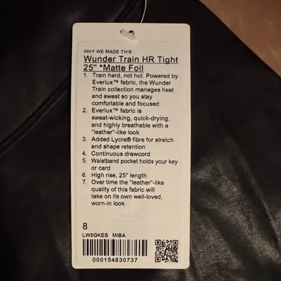 lululemon athletica Under Train HR Tight 25" Matte Foil Black Leggings - NWT - Picture 3 of 4